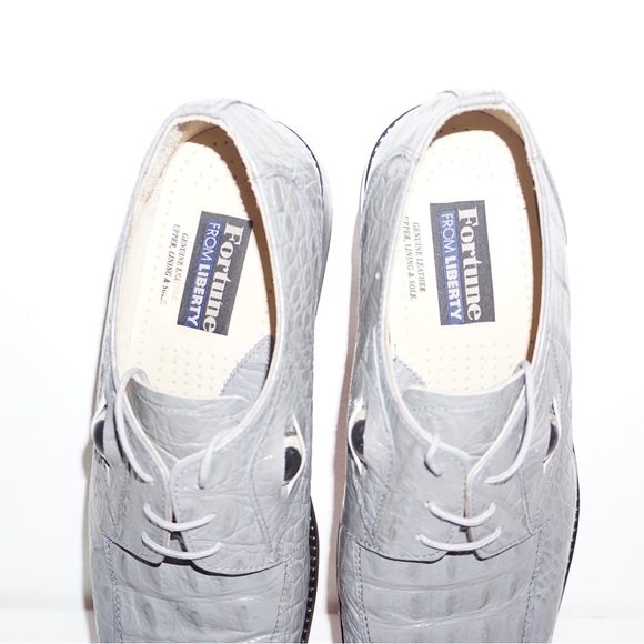 CROCODILE FACE VINTAGE CRAZY DRESS SHOES GREY LEATHER MENS 12 - Picture 4 of 6